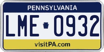 PA license plate LME0932