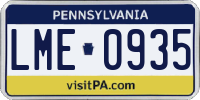 PA license plate LME0935