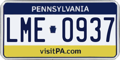 PA license plate LME0937