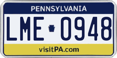 PA license plate LME0948