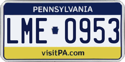 PA license plate LME0953