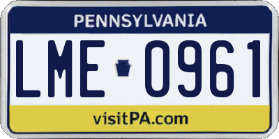 PA license plate LME0961