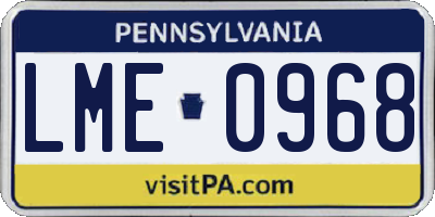 PA license plate LME0968