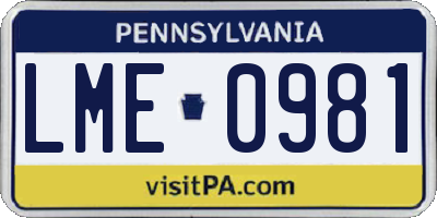 PA license plate LME0981