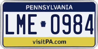 PA license plate LME0984