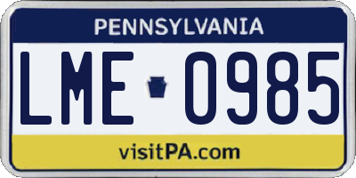 PA license plate LME0985