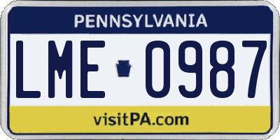 PA license plate LME0987