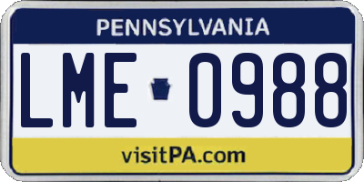 PA license plate LME0988