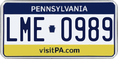 PA license plate LME0989