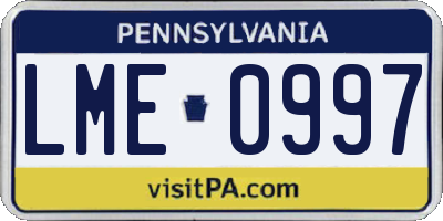 PA license plate LME0997