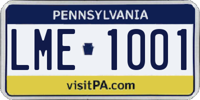 PA license plate LME1001