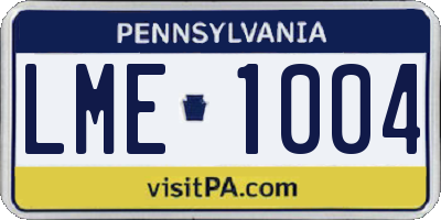 PA license plate LME1004