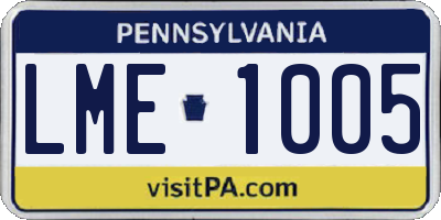 PA license plate LME1005