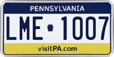 PA license plate LME1007
