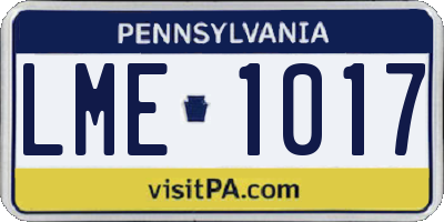 PA license plate LME1017