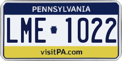 PA license plate LME1022