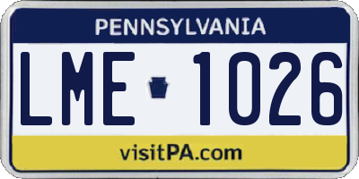 PA license plate LME1026