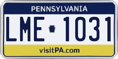 PA license plate LME1031