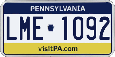 PA license plate LME1092