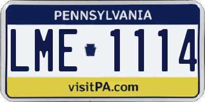 PA license plate LME1114