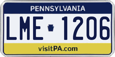 PA license plate LME1206