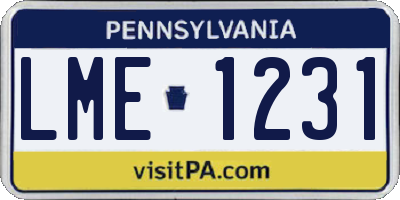 PA license plate LME1231