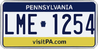 PA license plate LME1254