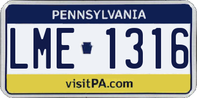 PA license plate LME1316