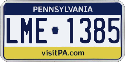 PA license plate LME1385
