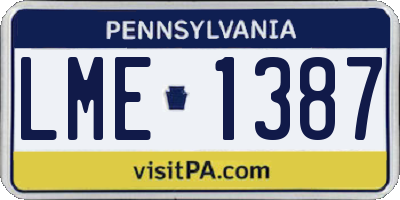 PA license plate LME1387