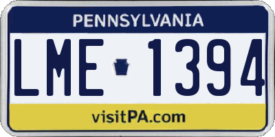 PA license plate LME1394