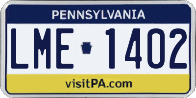 PA license plate LME1402