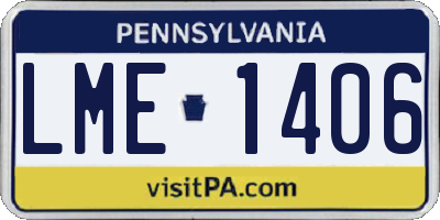 PA license plate LME1406