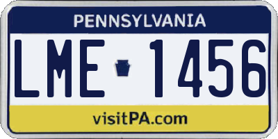 PA license plate LME1456