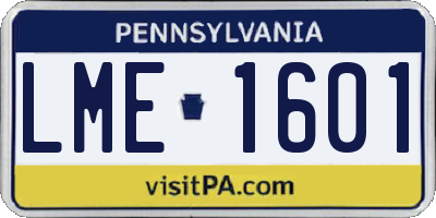 PA license plate LME1601