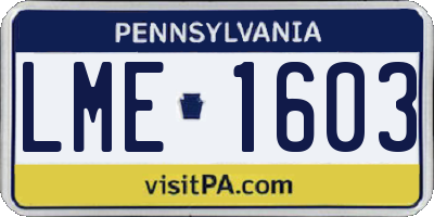 PA license plate LME1603