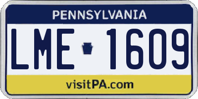 PA license plate LME1609