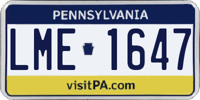 PA license plate LME1647