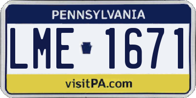 PA license plate LME1671