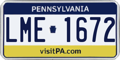 PA license plate LME1672