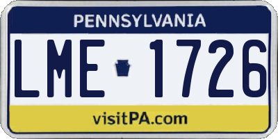 PA license plate LME1726