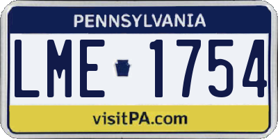 PA license plate LME1754