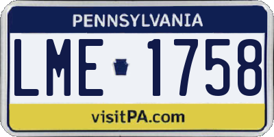 PA license plate LME1758