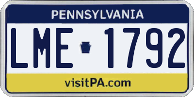 PA license plate LME1792
