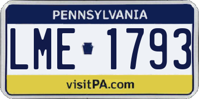 PA license plate LME1793