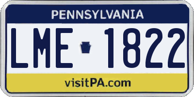 PA license plate LME1822