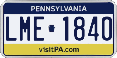 PA license plate LME1840