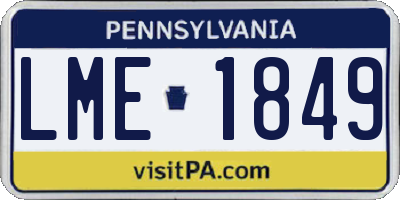 PA license plate LME1849