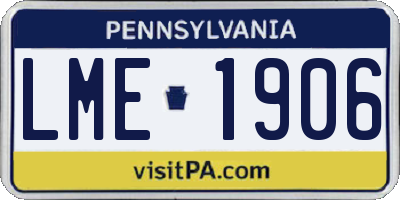 PA license plate LME1906