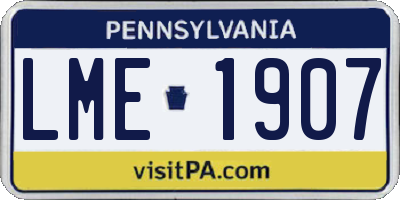 PA license plate LME1907
